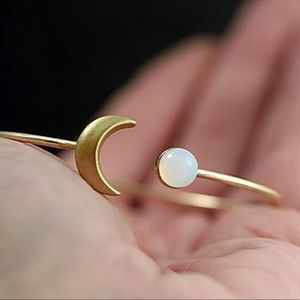 {BRAELYNN} boho moonstone crescent bangle bracelet